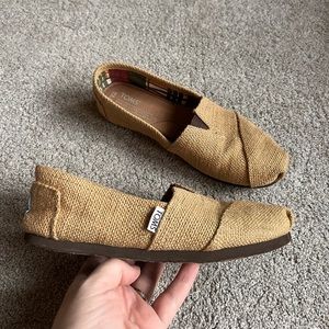 Toms Women’s Size 6.5 Burlap Tweed Slip On Shoes Natural Flats Alpargata